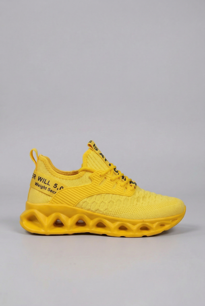 Sporty Knitted Upper Sneakers with Wave Cutout Sole
