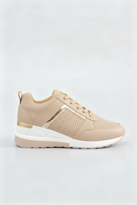 Casual Perforated Panel Wedge Sole Sneakers
