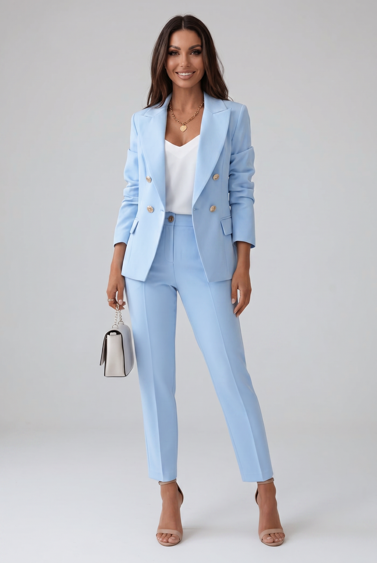 Classic Double Breasted Peak Lapel Suit Jacket