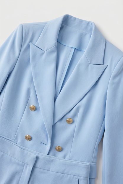 Classic Double Breasted Peak Lapel Suit Jacket