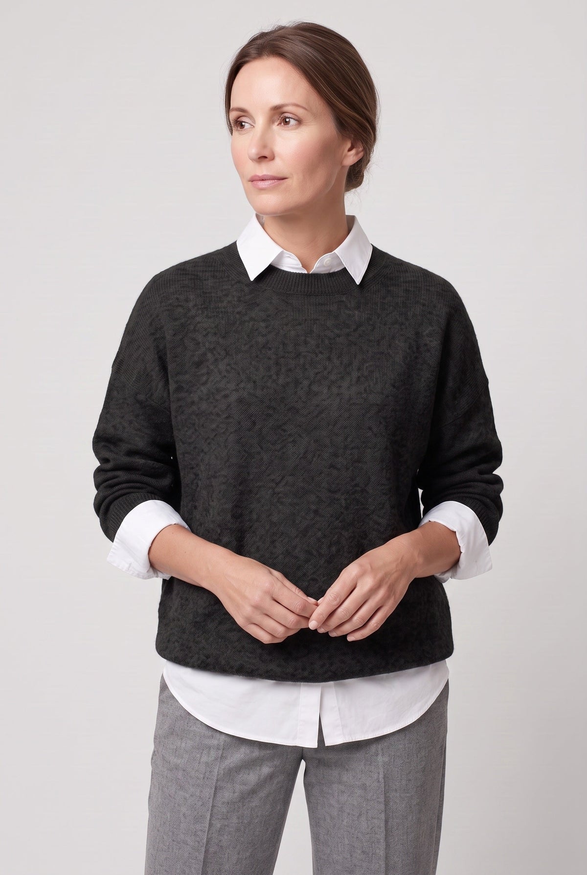 Casual Crew Neck Drop Shoulder Sweater