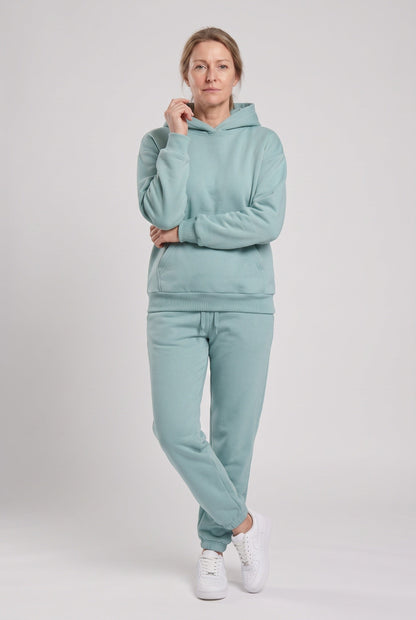 Sporty Hooded Pullover Tracksuit with Cuffed Ankles
