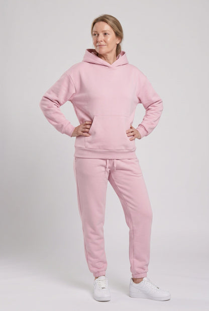 Sporty Hooded Pullover Tracksuit with Cuffed Ankles