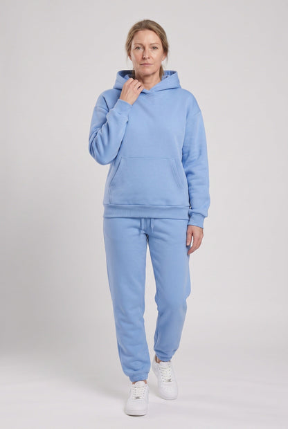 Sporty Hooded Pullover Tracksuit with Cuffed Ankles