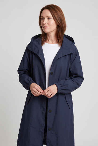 Oversized Hooded Trench Coat with Drawcord Waist