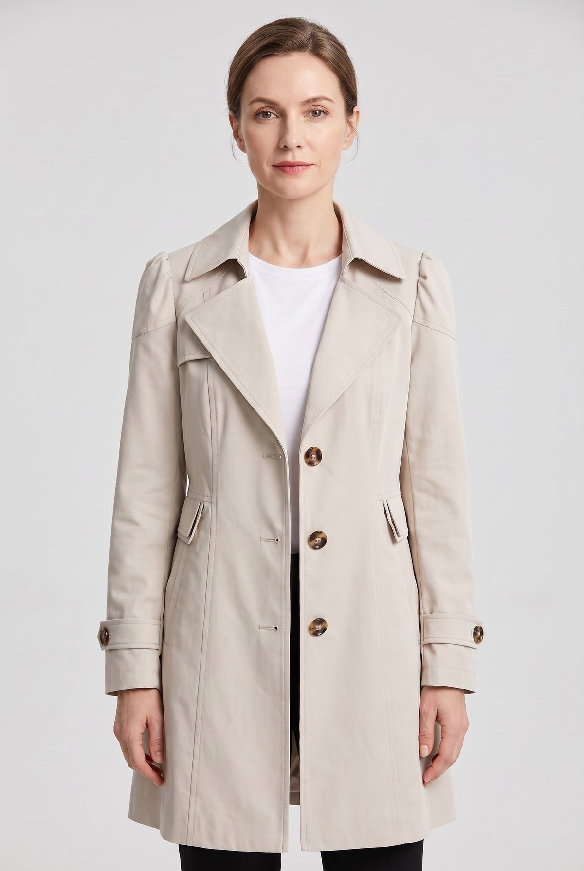 Classic Single Breasted Notch Lapel Trench Coat