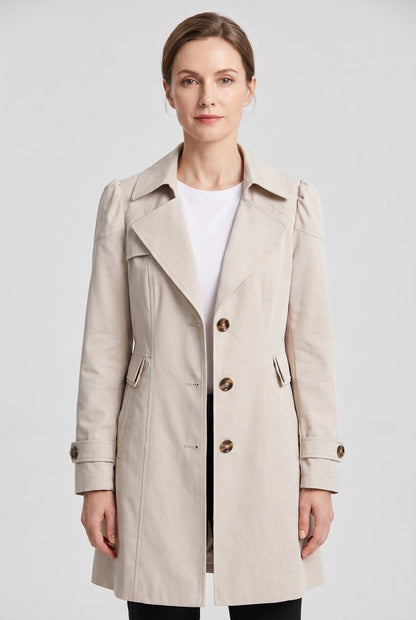 Classic Single Breasted Notch Lapel Trench Coat