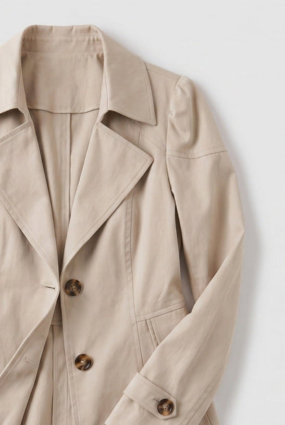 Classic Single Breasted Notch Lapel Trench Coat