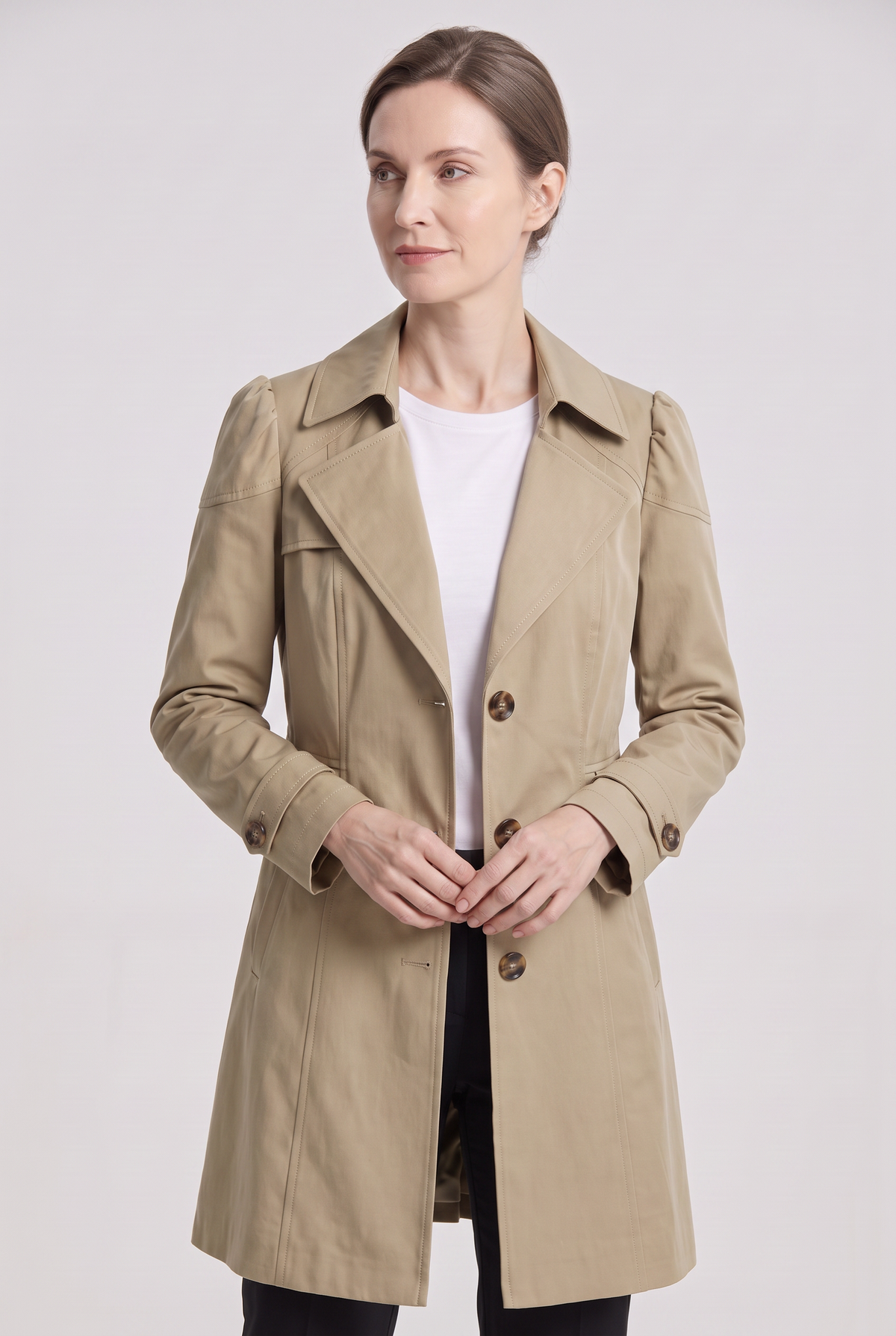 Classic Single Breasted Notch Lapel Trench Coat