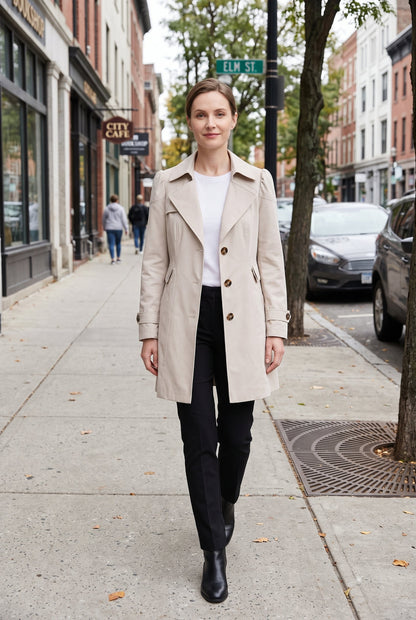 Classic Single Breasted Notch Lapel Trench Coat