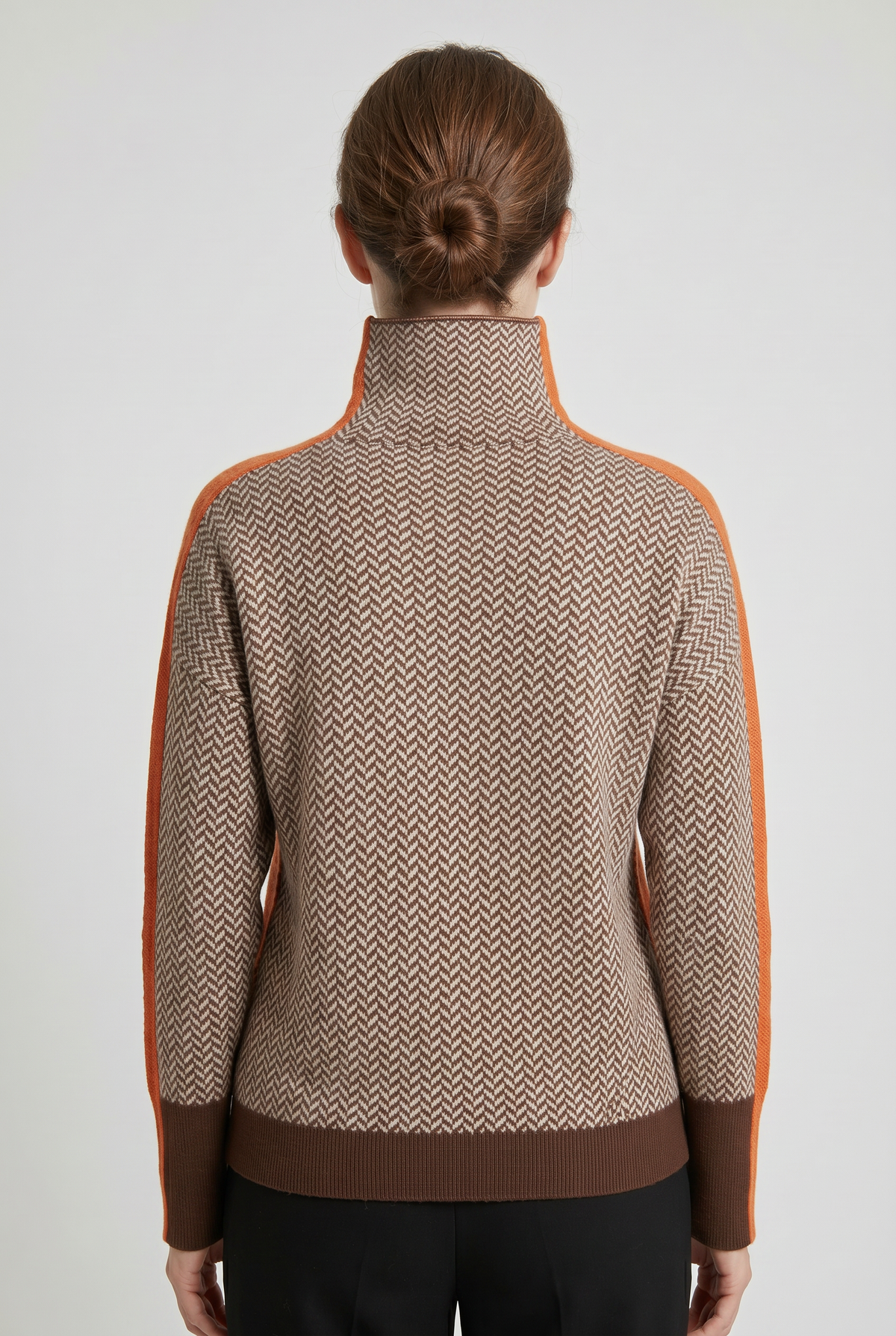 Classic Herringbone Knit Turtleneck Sweater