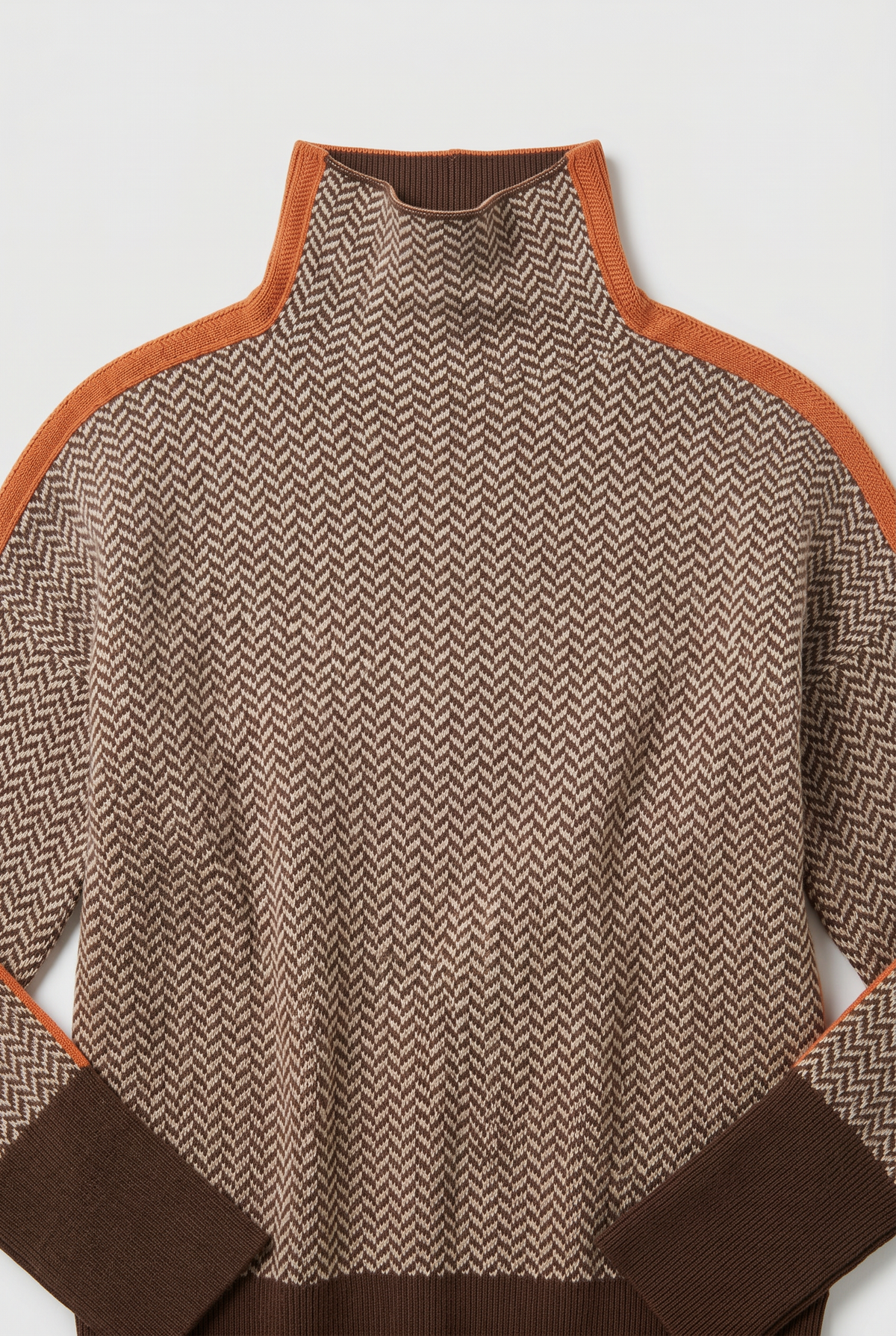 Classic Herringbone Knit Turtleneck Sweater