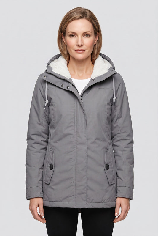 Casual Sherpa-Lined Hooded Winter Jacket with Flap Pockets