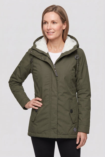 Casual Sherpa-Lined Hooded Winter Jacket with Flap Pockets