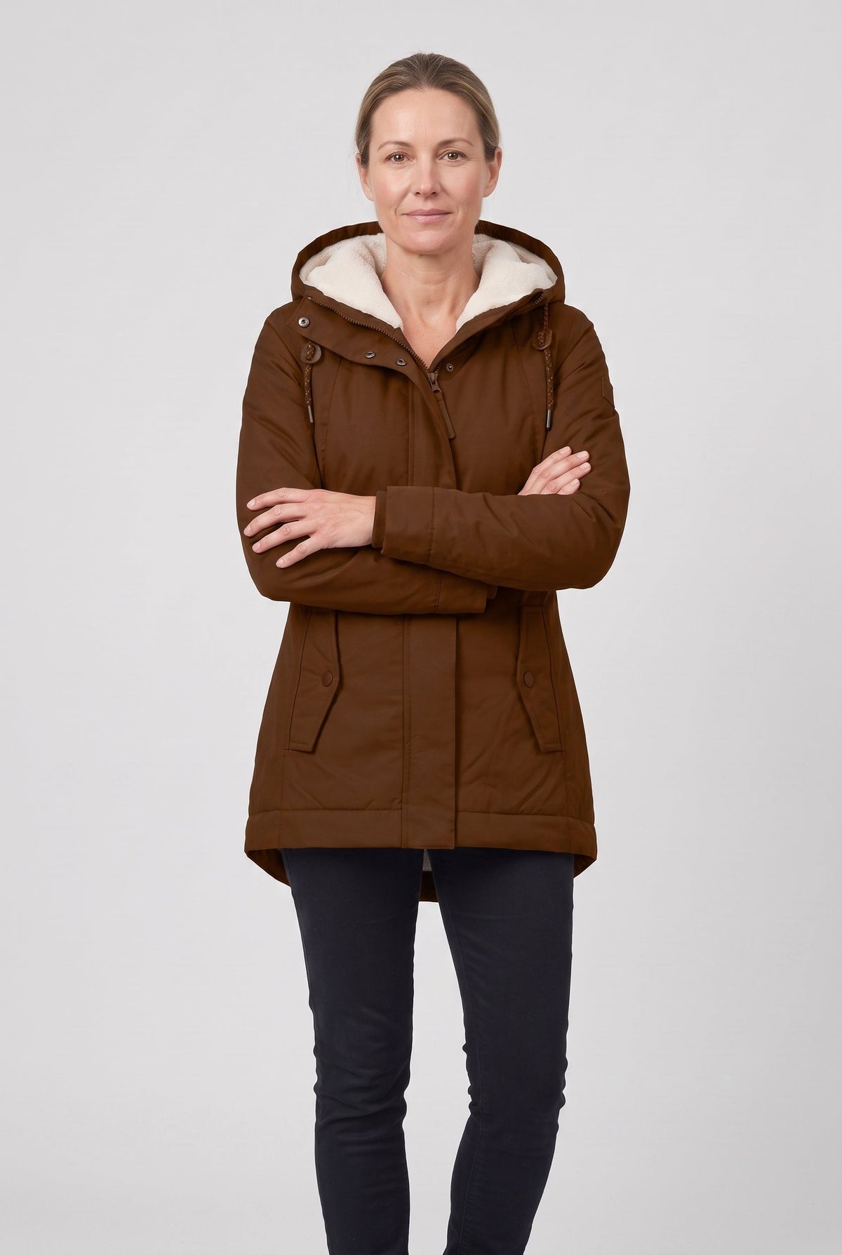 Casual Zip Front Fleece-Lined Winter Jacket