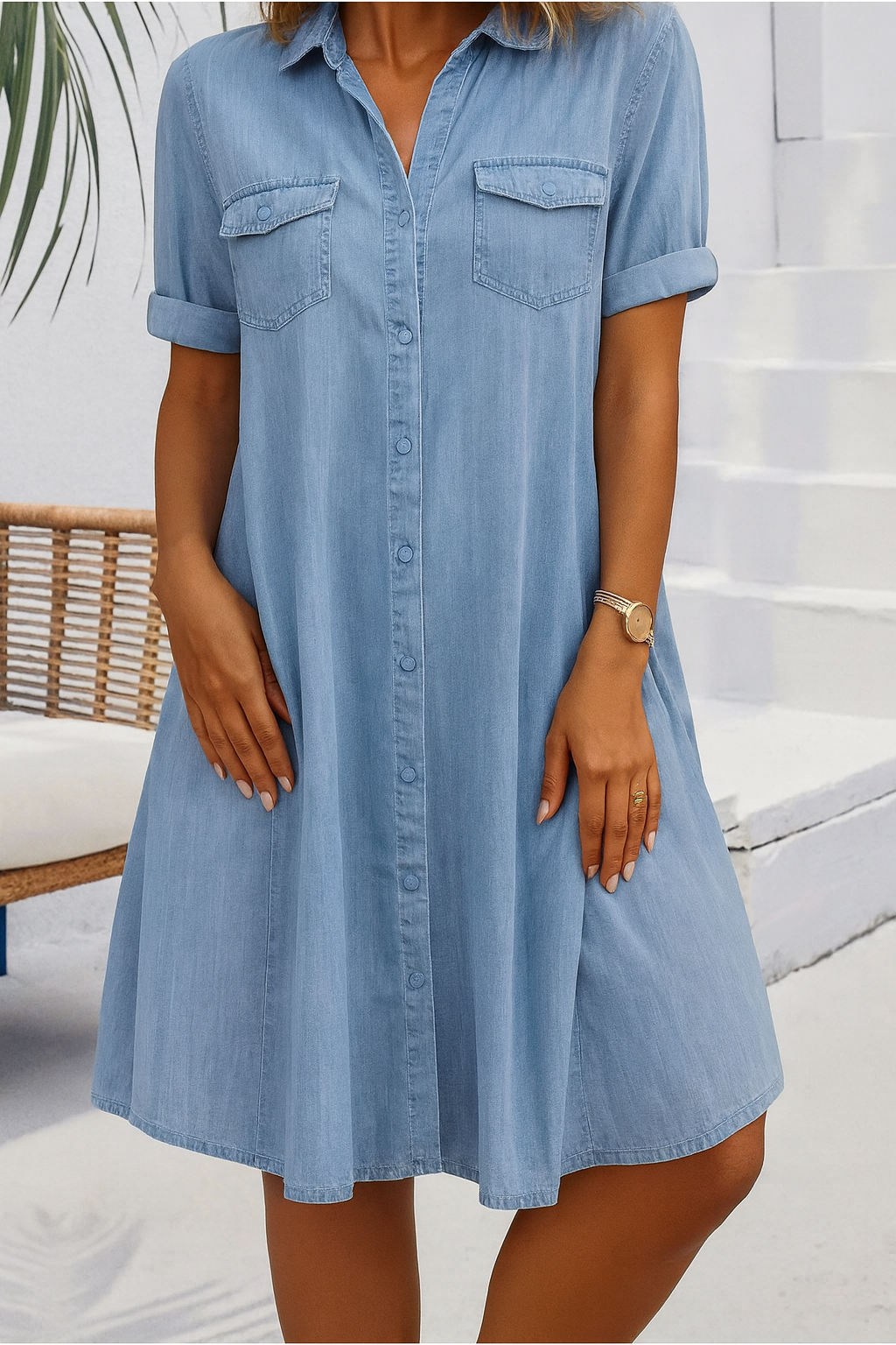 Slim Fit Blue Jeans Style Dress - VibreMode