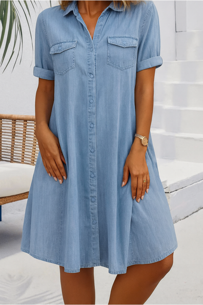 Slim Fit Blue Jeans Style Dress - VibreMode