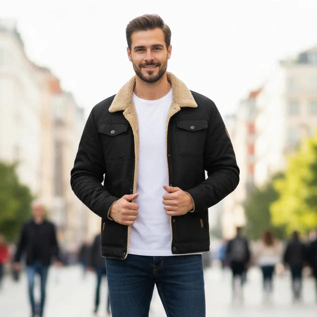 Warm Fleece Lined Mens Flight Jacket