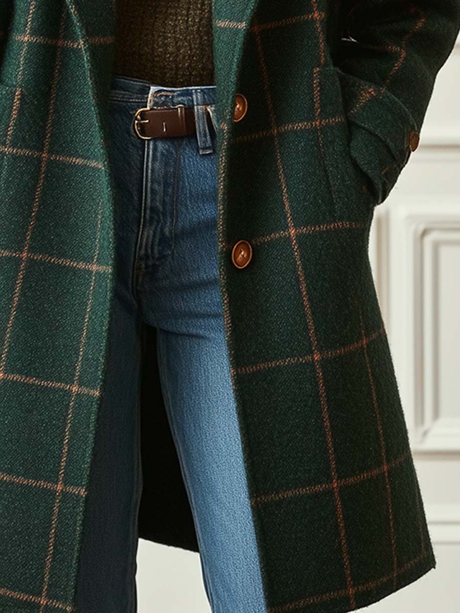 Classic Women's Checked Toggle Coat